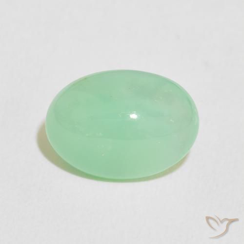 4.68ct 天然 薄いシャムロックグリーン クリソプレーズ, 楕円形, 半透明