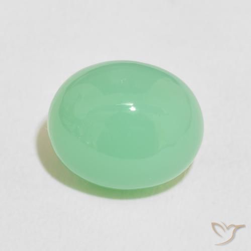5.14ct 天然 ライトグリーン クリソプレーズ, 楕円形, オペーク