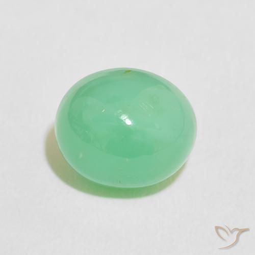 3.76ct 天然 薄いミントグリーン クリソプレーズ, 楕円形, 半透明