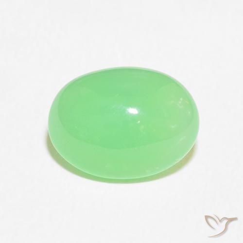 3.02ct 天然 ライトグリーン クリソプレーズ, 楕円形, オペーク