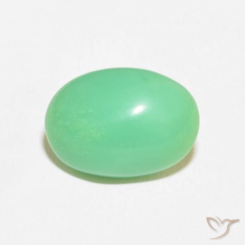 7.44ct 天然 薄い黄がかった緑 クリソプレーズ, 楕円形, オペーク