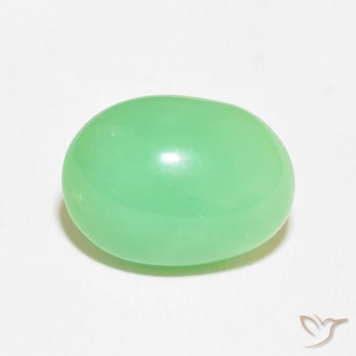 7.98ct 天然 薄いシャムロックグリーン クリソプレーズ, 楕円形, オペーク