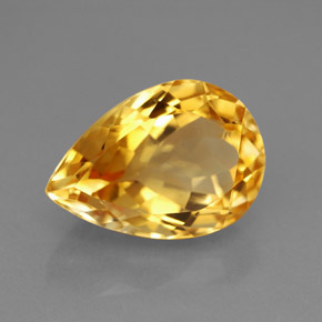 5.82カラットの天然ゴールデンイエローシトリン（14.2×10 mm・洋梨の形）