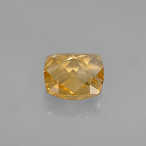 1.30カラットの天然ゴールデンイエローシトリン（7.1×7 mm・クッションカット）