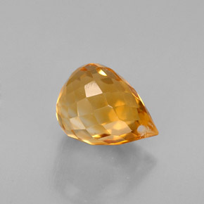 1.96カラットの天然ゴールデンイエローシトリン（8.4×6.3 mm・ブリオレット）
