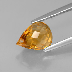 1.96カラットの天然ゴールデンイエローシトリン（8.4×6.3 mm・ブリオレット）