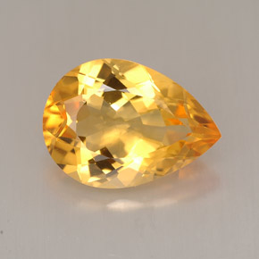 4.53カラットの天然イエローオレンジシトリン（14×10.1 mm・洋梨の形）