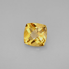 1.41カラットの天然ゴールデンイエローシトリン（7.1×7 mm・クッションカット）