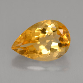 2.90カラットの天然ゴールデンイエローシトリン（11.9×8 mm・洋梨の形）
