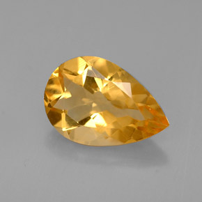 2.59カラットの天然ゴールデンイエローシトリン（11.9×8.1 mm・洋梨の形）