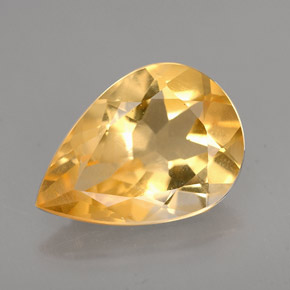 3.40カラットの天然ゴールデンイエローシトリン（12.8×9.1 mm・洋梨の形）