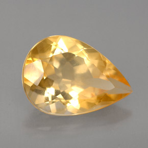 3.40カラットの天然ゴールデンイエローシトリン（12.8×9.1 mm・洋梨の形）