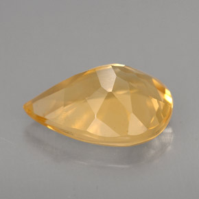 3.40カラットの天然ゴールデンイエローシトリン（12.8×9.1 mm・洋梨の形）