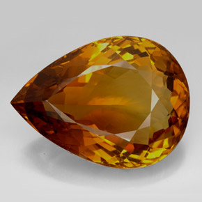 205.85カラットの天然コニャックシトリン（49.1×36.4 mm・洋梨の形）