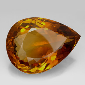 205.85カラットの天然コニャックシトリン（49.1×36.4 mm・洋梨の形）