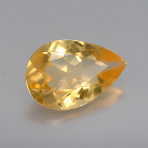 2.26カラットの天然ゴールデンイエローシトリン（11.8×8 mm・洋梨の形）