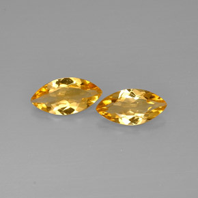カラットの天然ゴールデンイエローシトリン（11.9×6.1 mm・マーキス）