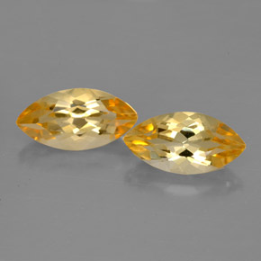 カラットの天然ゴールデンイエローシトリン（11.9×6.1 mm・マーキス）