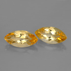 カラットの天然ゴールデンイエローシトリン（11.9×6.1 mm・マーキス）