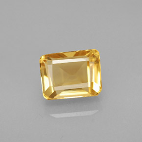 1.91カラットの天然ゴールデンイエローシトリン（7.9×6 mm・エメラルドカット）