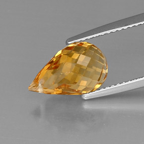 4.05カラットの天然ゴールデンイエローシトリン（12.1×7.6 mm・ブリオレット）