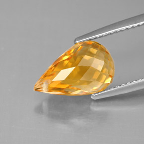 4.00カラットの天然ゴールデンイエローシトリン（12.2×7.6 mm・ブリオレット）