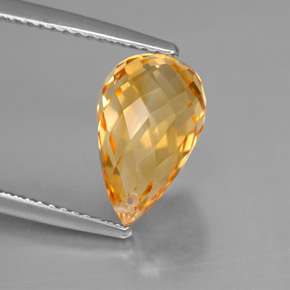 3.79カラットの天然ゴールデンイエローシトリン（11.7×7.4 mm・ブリオレット）