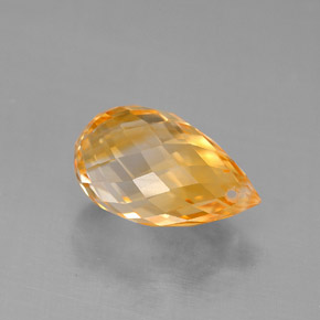 3.86カラットの天然ゴールデンイエローシトリン（12.1×7.4 mm・ブリオレット）