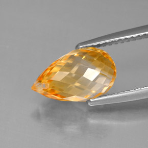 3.86カラットの天然ゴールデンイエローシトリン（12.1×7.4 mm・ブリオレット）