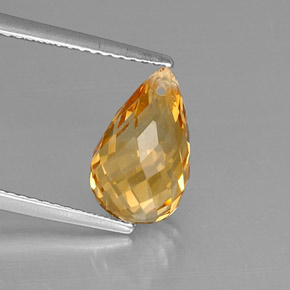 3.60カラットの天然ゴールデンイエローシトリン（11.9×7.4 mm・ブリオレット）