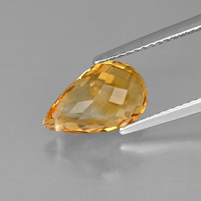 3.60カラットの天然ゴールデンイエローシトリン（11.9×7.4 mm・ブリオレット）