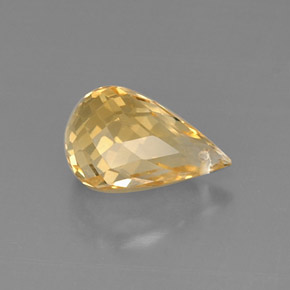 3.84カラットの天然ゴールデンイエローシトリン（12.5×7.8 mm・ブリオレット）