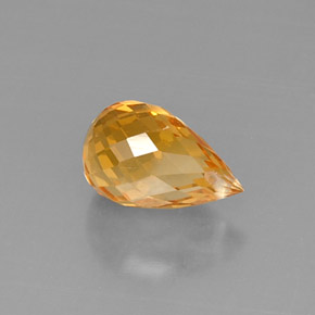 3.48カラットの天然ゴールデンイエローシトリン（11.7×7.3 mm・ブリオレット）