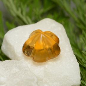 1.29カラットの天然イエローオレンジシトリン（7.4×7 mm・フラワーカット）