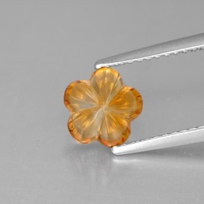 1.31カラットの天然イエローオレンジシトリン（7.4×7.4 mm・フラワーカット）