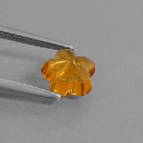 1.18カラットの天然イエローオレンジシトリン（7.3×7.1 mm・フラワーカット）