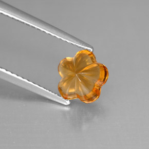 1.28カラットの天然イエローオレンジシトリン（7.5×7.2 mm・フラワーカット）