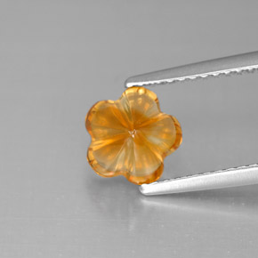 1.29カラットの天然イエローオレンジシトリン（7.3×7.1 mm・フラワーカット）