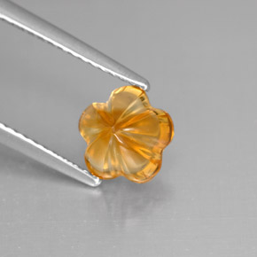 1.29カラットの天然イエローオレンジシトリン（7.3×7.1 mm・フラワーカット）