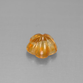 1.29カラットの天然イエローオレンジシトリン（7.3×7.1 mm・フラワーカット）