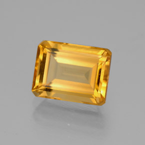 2.20カラットの天然ゴールデンイエローシトリン（8.8×6.8 mm・エメラルドカット）