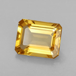 1.94カラットの天然ゴールデンイエローシトリン（9×7.1 mm・エメラルドカット）
