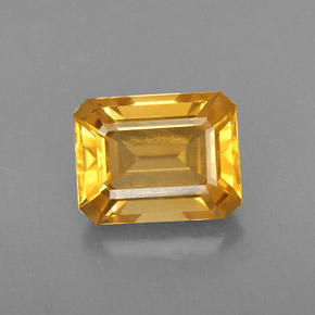 2.10カラットの天然ゴールデンイエローシトリン（8.9×7.1 mm・エメラルドカット）