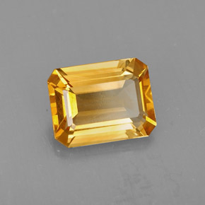 1.86カラットの天然ゴールデンイエローシトリン（8.9×7 mm・エメラルドカット）