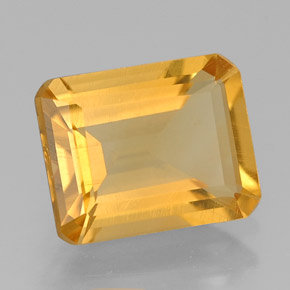 1.92カラットの天然ゴールデンイエローシトリン（8.8×7 mm・エメラルドカット）