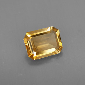 1.80カラットの天然ゴールデンイエローシトリン（8.8×6.8 mm・エメラルドカット）