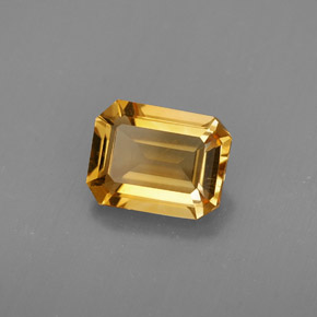 1.80カラットの天然ゴールデンイエローシトリン（8.8×6.8 mm・エメラルドカット）