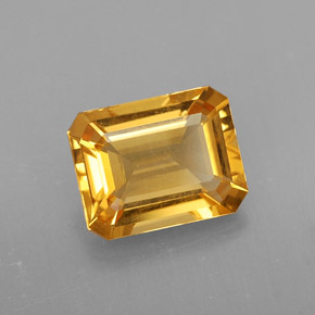 2.00カラットの天然ゴールデンイエローシトリン（9.1×7.1 mm・エメラルドカット）