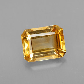 1.99カラットの天然ゴールデンイエローシトリン（8.8×6.8 mm・エメラルドカット）