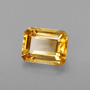 1.99カラットの天然ゴールデンイエローシトリン（8.8×6.8 mm・エメラルドカット）